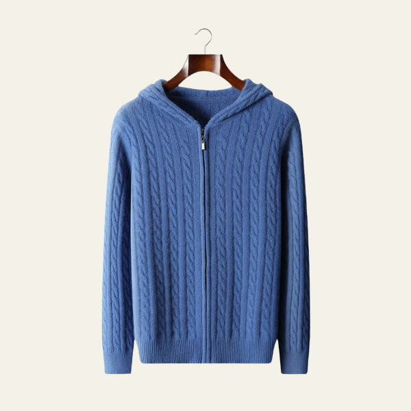 The Amalfi Cable Cashmere Zip Hoodie