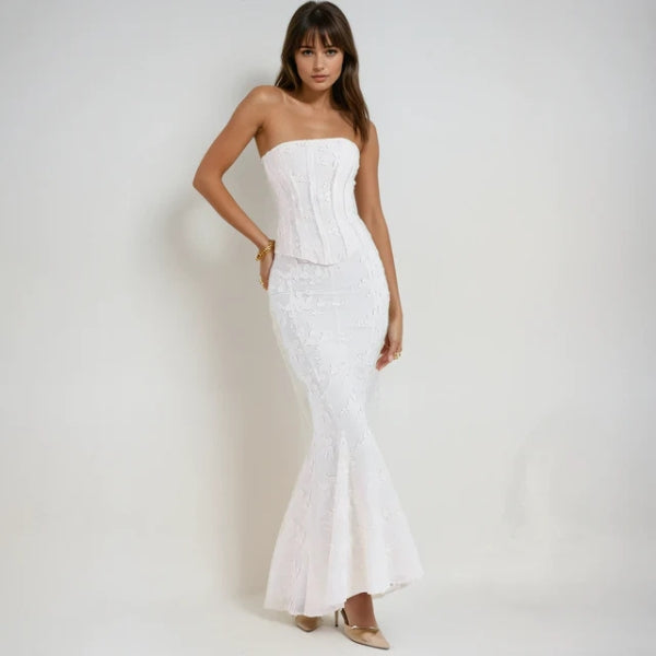 The Erica Embroidered Corset Maxi Dress