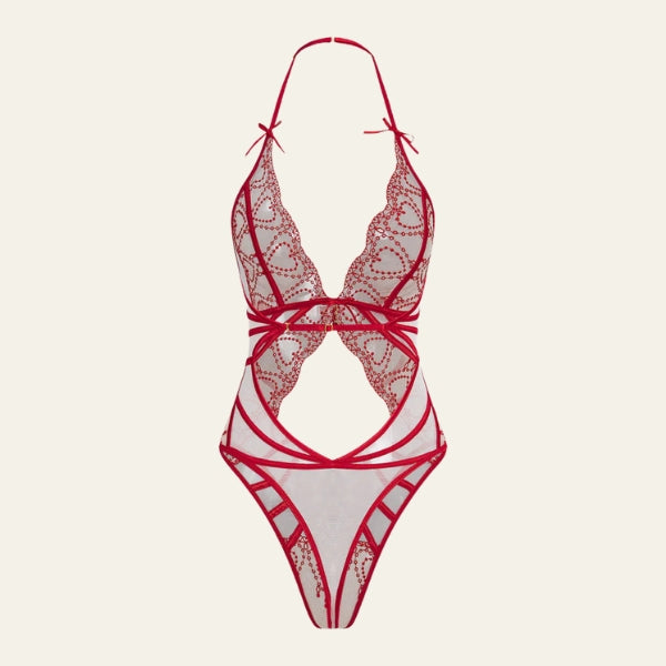 The Valentine Heart-Embroidery Bodysuit