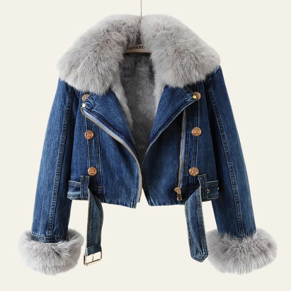 The Aspen Faux-Fur Trim Denim Jacket