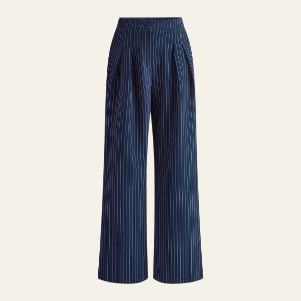 The Milan Pinstriped Wide-Leg Trousers