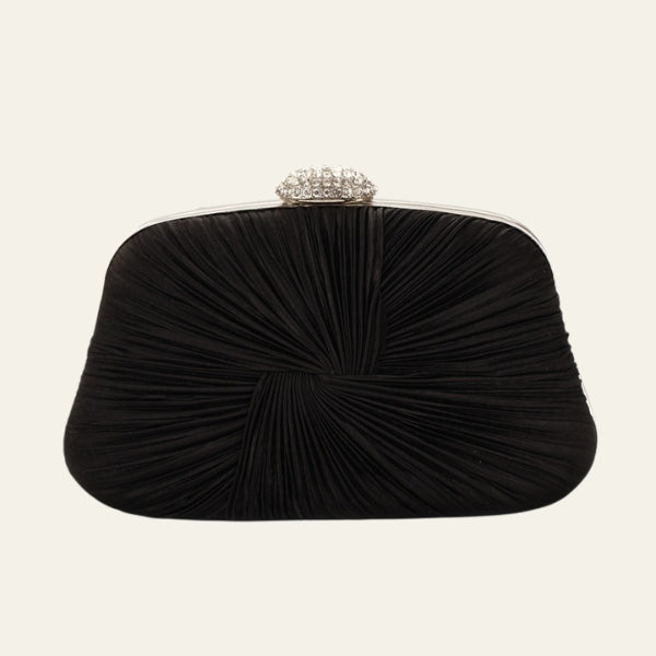 The Sorrento Pleated Crystal-Clasp Clutch