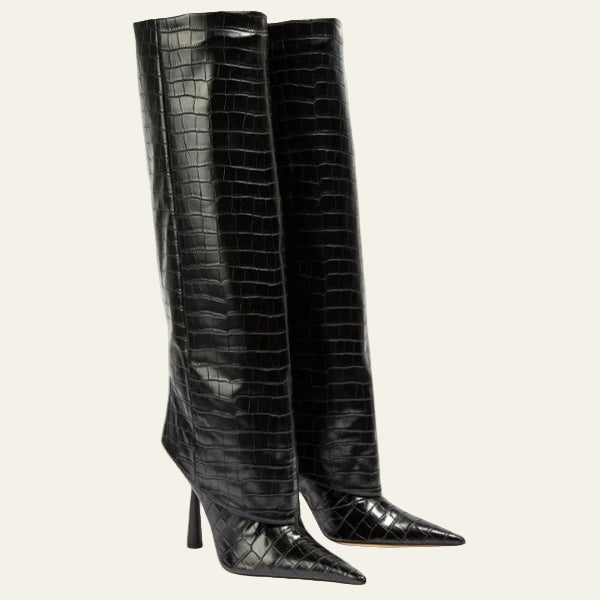 The Verona Croc Embossed Stiletto Boot
