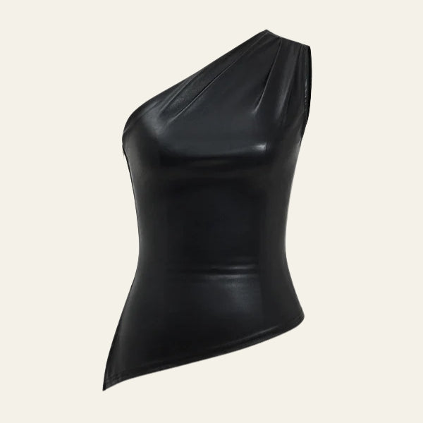 The Verona Asymmetric Leather Top