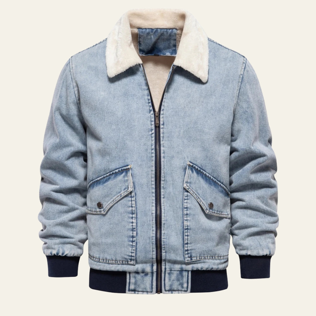 The Aspen Shearling-Collar Denim Jacket