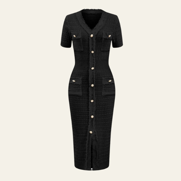 The Monaco Textured Button-Front Maxi Dress