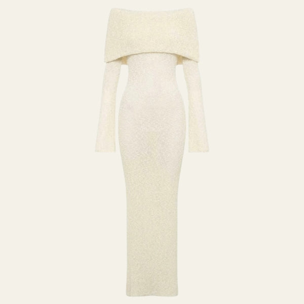 The Santorini Off-Shoulder Textured Maxi Dress
