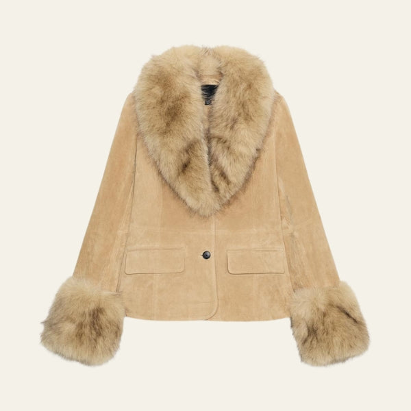 The Aspen Faux-Fur Trim Suede Jacket