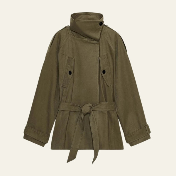 The Savoy Belted High-Neck Utility Jacket