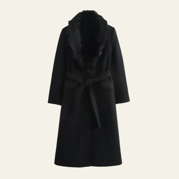 The Kensington Faux-Fur Collar Belted Maxi Coat