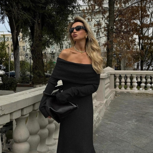 The Verona Off-Shoulder Knit Maxi Dress