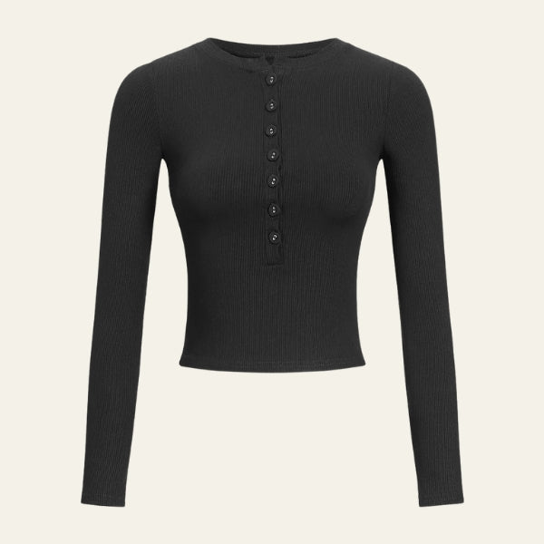 The Capri Ribbed Button Top