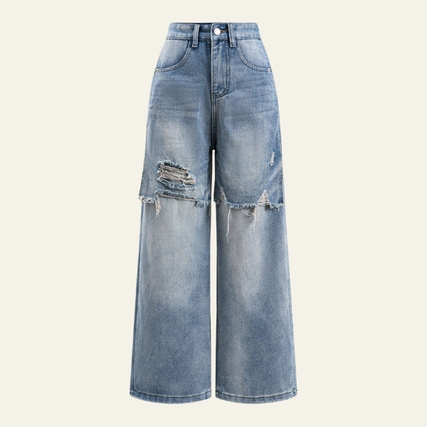 The Milan Distressed Wide-Leg Jeans
