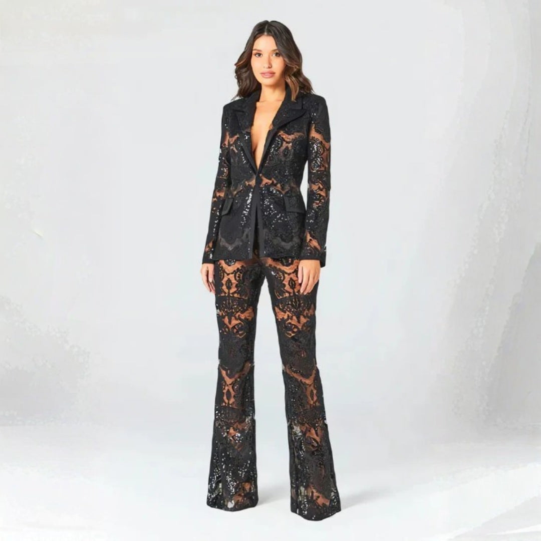 The Valencia Lace-Tailored Two-Piece Set