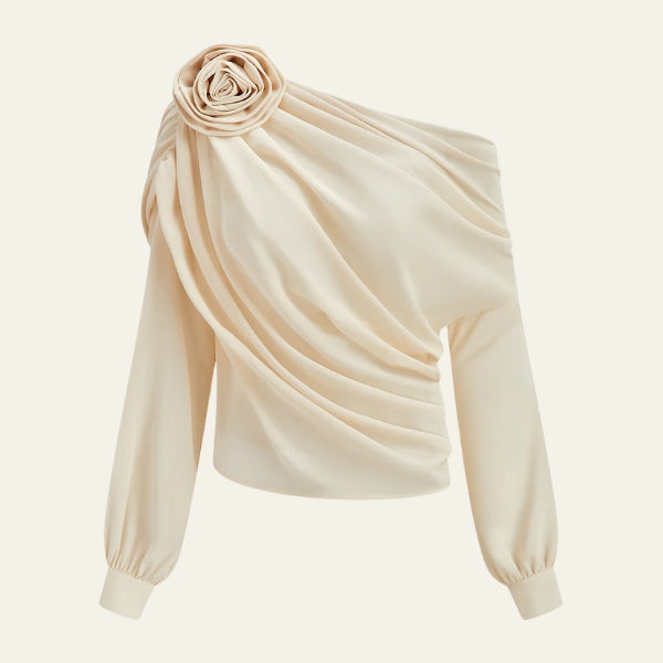 The Positano Rosette One-Shoulder Draped Top