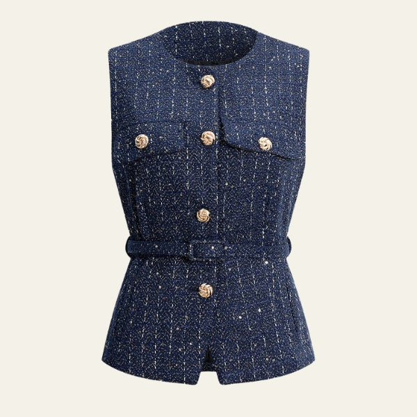 The Lyon Tweed Belted Vest