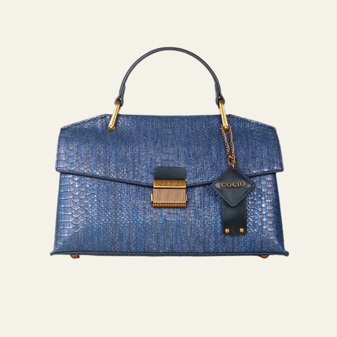The Sorrento Snake-Texture Top-Handle Bag