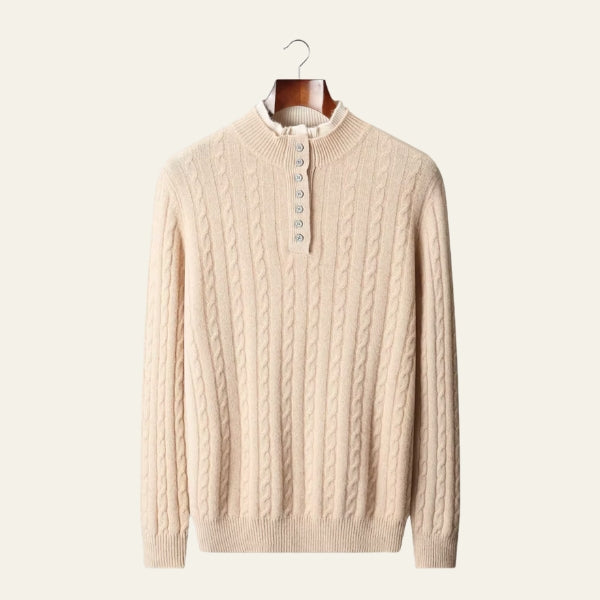 The Chamonix Merino Wool Button Mock Neck