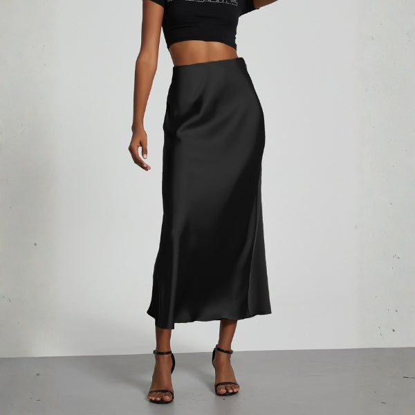 The Riviera Satin-Finish Midi Skirt