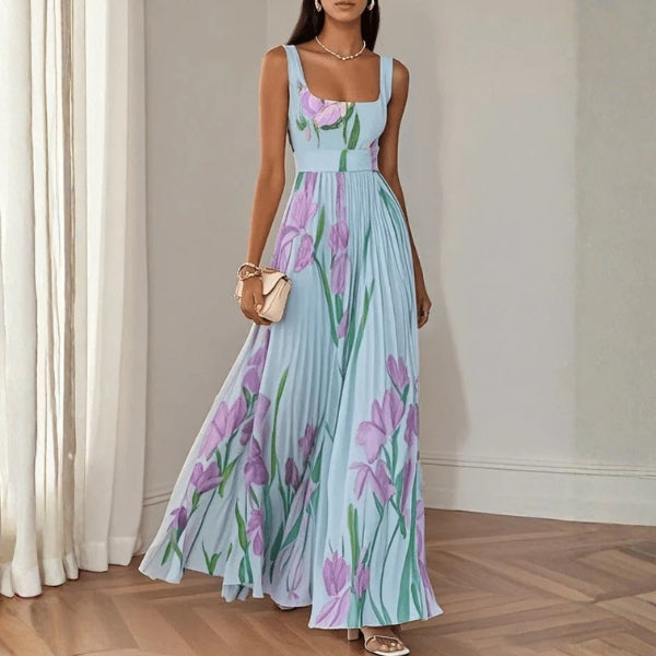 The Ivana Pleated Floral Maxi Dress