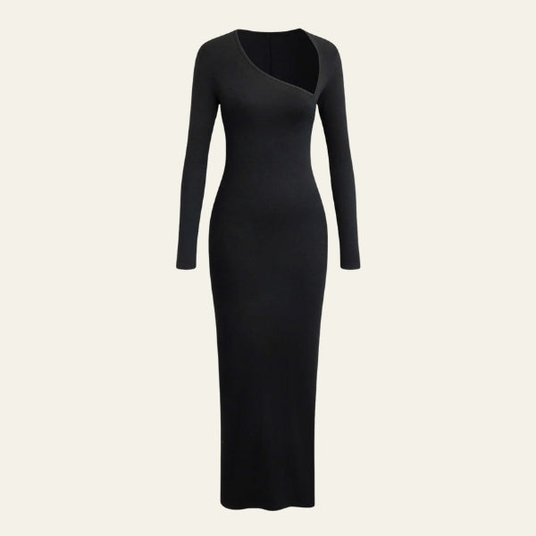 The Milan Asymmetrical Neck Maxi Dress