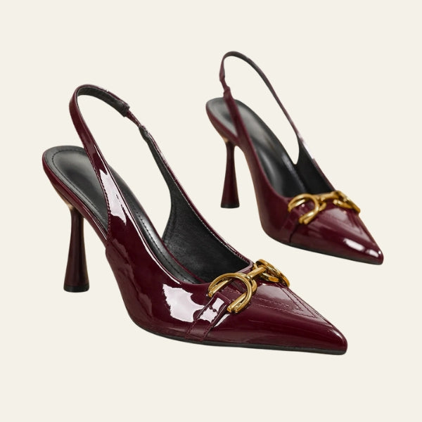 The Verona Chain-Detail Slingback Heels