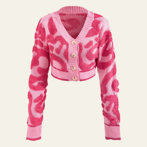 The Kyoto Textured Pink Knit Cardigan