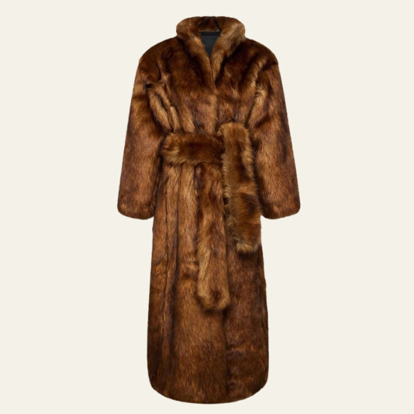The Marlowe Longline Belted Faux-Fur Coat