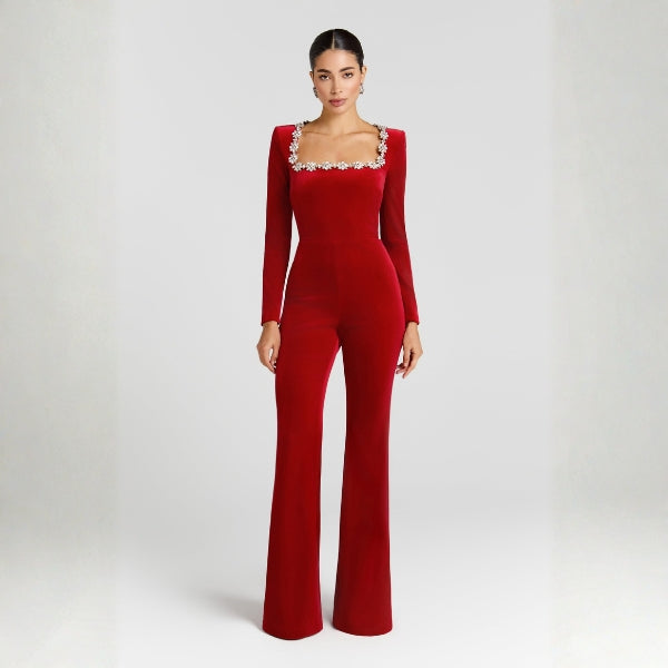 The Monaco Embellished Square-Neck Jumpsuit