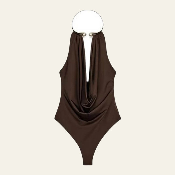 The Capri Metal-Ring Halter Bodysuit