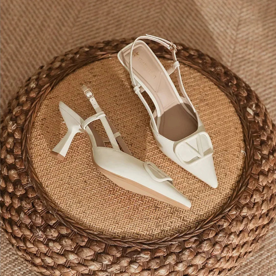 The Riviera Buckle Slingback Heels