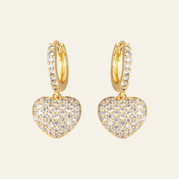 The Riviera Pavé Heart Drop Earrings
