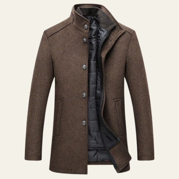 The Stockholm Quilted-Lined Stand Collar Coat