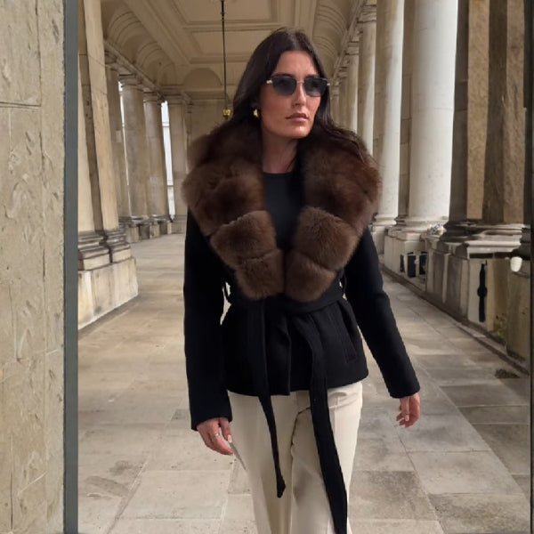 The Aspen Fur Collar Belted Jacket