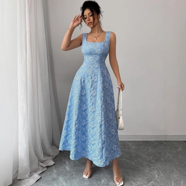 The Santorini Jacquard Floral Maxi Dress