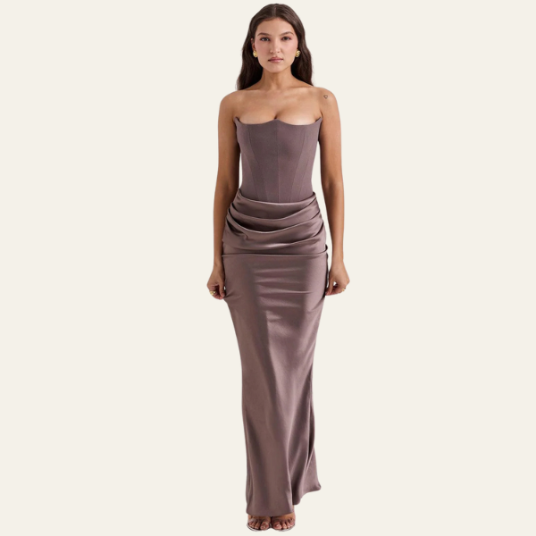 The Vienna Satin Evening Maxi Dress