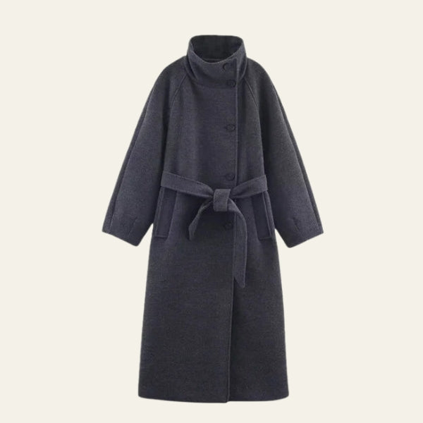 The Aspen High-Collar Belted Longline Coat