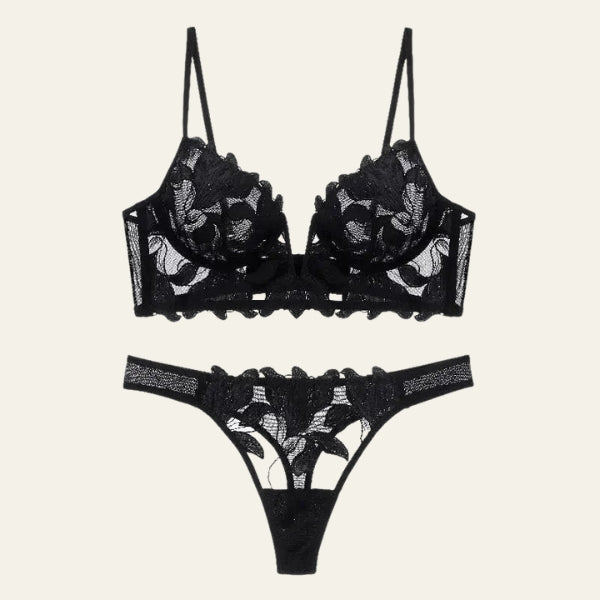 The Daniela Embroidered Mesh Lingerie Set