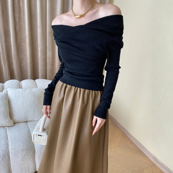 The Verona Draped Off-Shoulder Knit Top