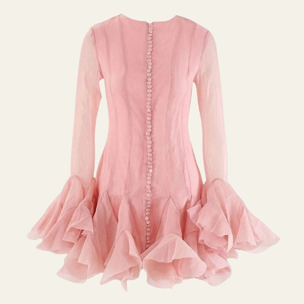 The Guila Sheer Ruffle-Flare Mini Dress