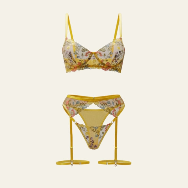 The Emilia Floral Embroidered Lingerie Set