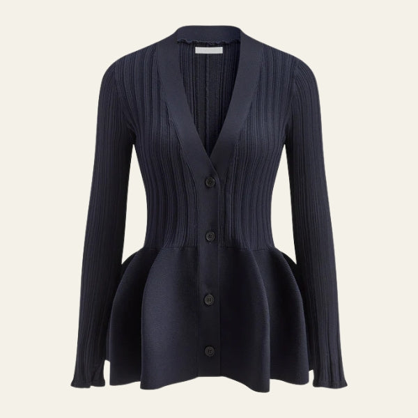 The Rome Peplum Ribbed Knit Cardigan