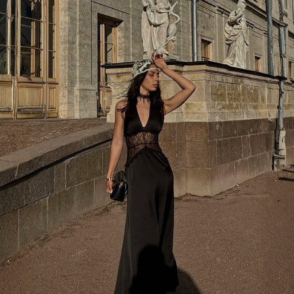 The Verona Lace-Waist Halter Dress