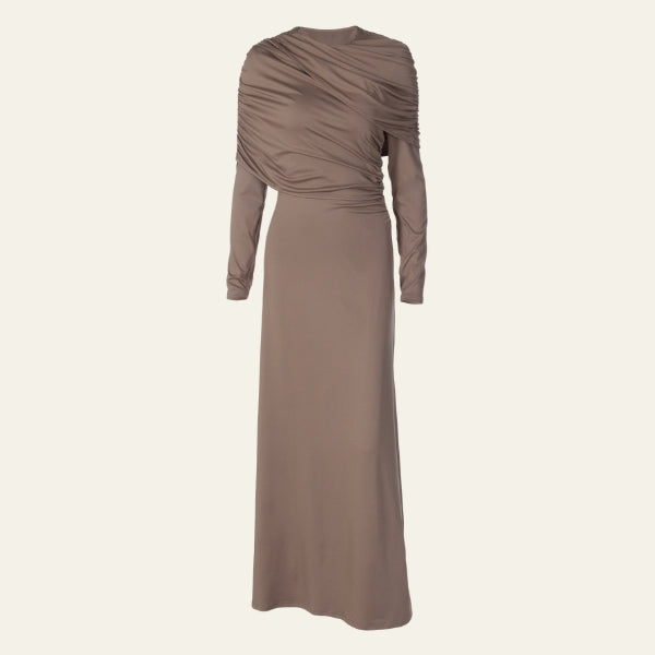 The Santorini Ruched Drape Maxi Dress