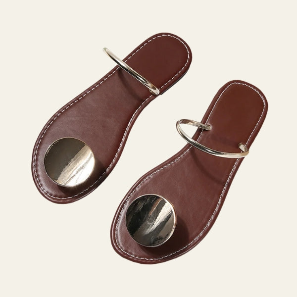 The Riviera Metallic Disc Sandals