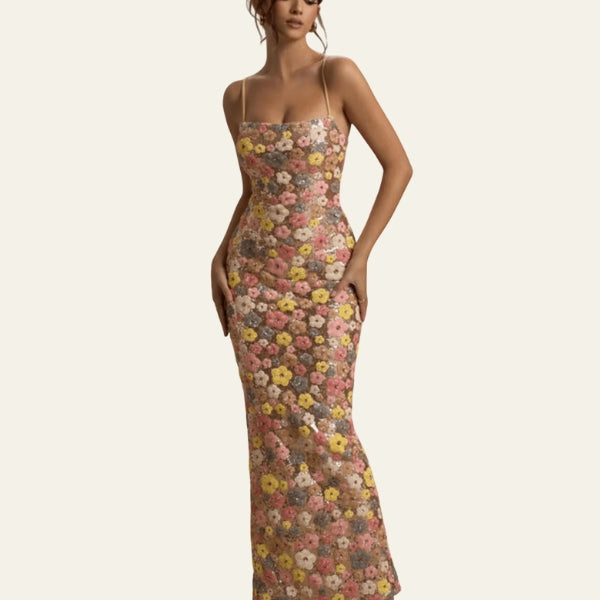 The Nerolisia Sequin Floral Maxi Dress