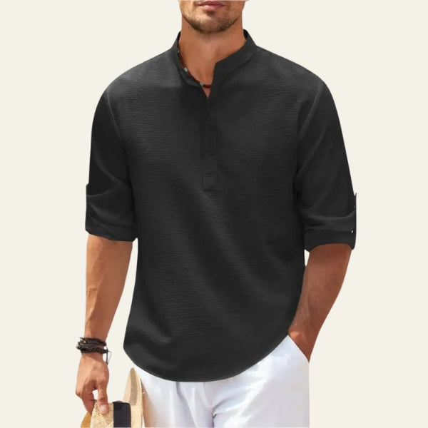 The Tangier Textured Stand-Collar Shirt