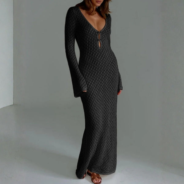 The Mykonos Open-Knit Cutout Maxi Dress