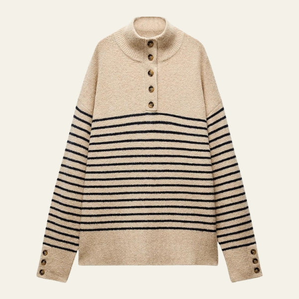 The Oslo Button-Front Textured Knit Sweater