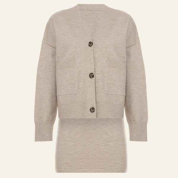 The Marseille Soft-Knit Cardigan Mini Skirt Set